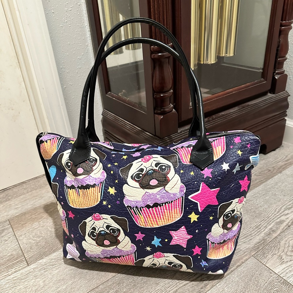 Pug themed large capacity handbag